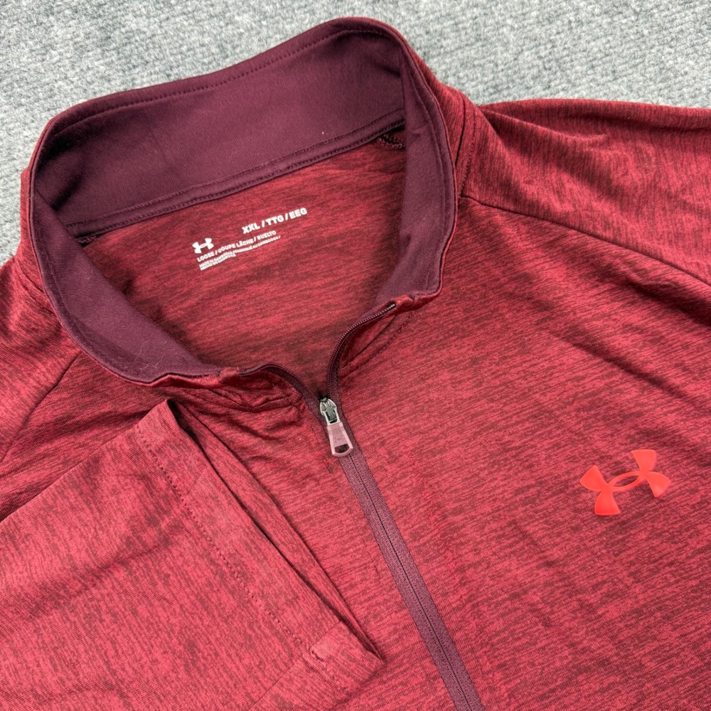 Under Armour 1/4 Zip Pullover XXL Red Heathered Long Sleeve Men's